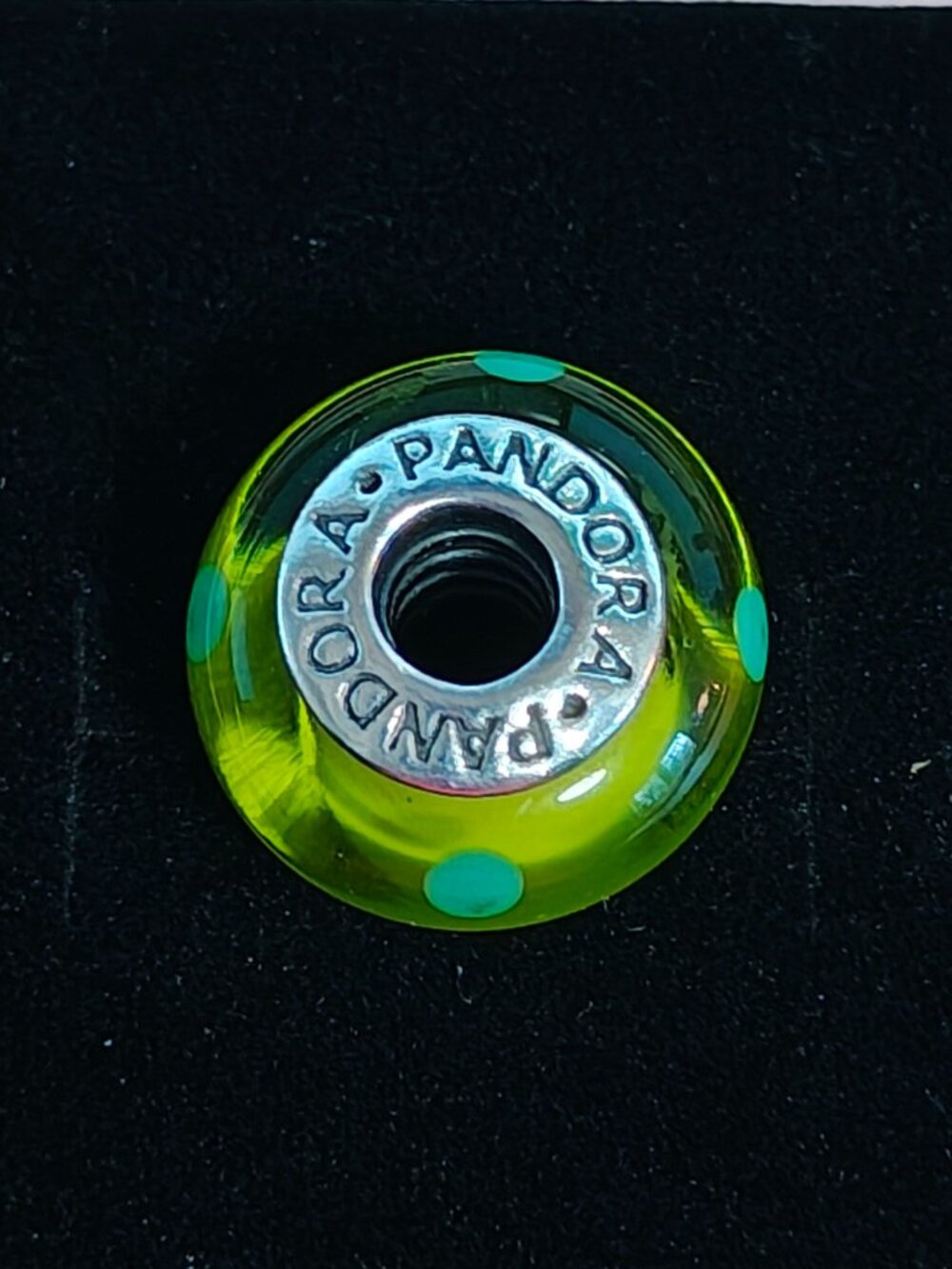 Authentic Pandora Green Polka Dots Charm – 790613 Retired Murano - Picture 6 of 7